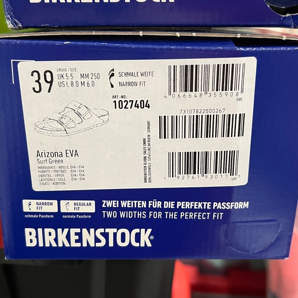 New NIB Birkenstock Arizona Eva sandals mint green surf green 8-8.5 or 39 - Picture 8 of 8